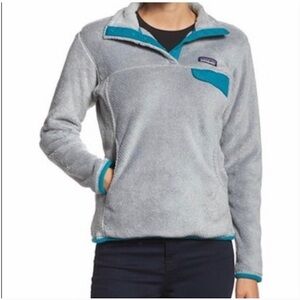 Patagonia Re-Tool Snap Fleece Pullover in Grey and Teal
